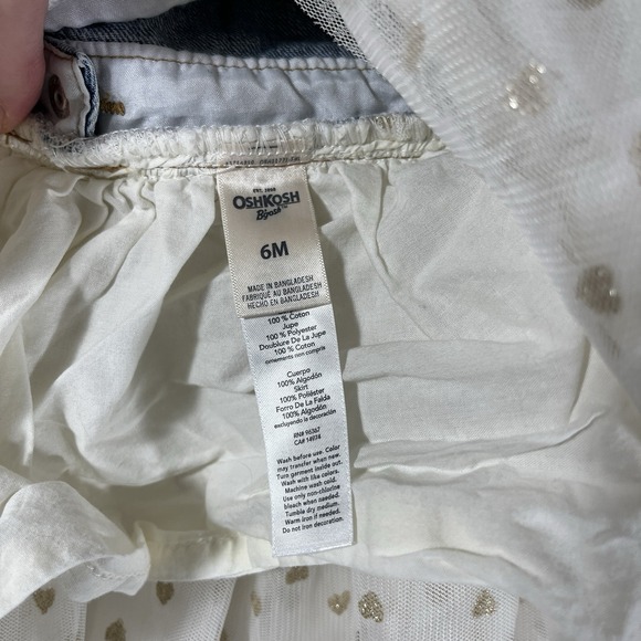 Oshkosh B'gosh Baby Girl 6 Months Denim Overall Tulle Tutu Gold Heart Dress‎ - Picture 5 of 7
